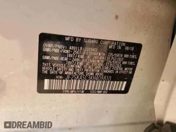 2019 Subaru Forester Limited с VIN JF2SKASC3KH401810, выставлен на аукционе Copart как лот 84818215 с пробегом 100 629 миль миль и Списание • Salvage title. История ставок и продаж доступна на DreamBid. Изображение 13.