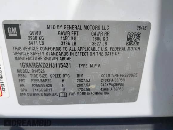 2017 Chevrolet Traverse LT with VIN 1GNKRGKD2HJ115431, listed as a IAAI auction lot 43246521 with 87,708 mi miles and . Bid and sale history available at DreamBid. Image 9.