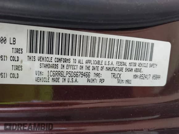 2013 Ram 1500 с VIN 1C6RR6LP5DS679466, выставлен на аукционе IAAI как лот 42413665 с пробегом 173 146 миль миль и . История ставок и продаж доступна на DreamBid. Изображение 9.