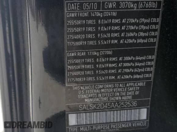 2010 Land Rover Range Rover Sport HSE Lux z VIN SALSK2D45AA252536, wystawiony jako Copart lot #64181415 z przebiegiem 101 647 mil mil oraz Czysty tytuł • Clean title. Historia ofert i sprzedaży dostępna na DreamBid. Obrazek 12.