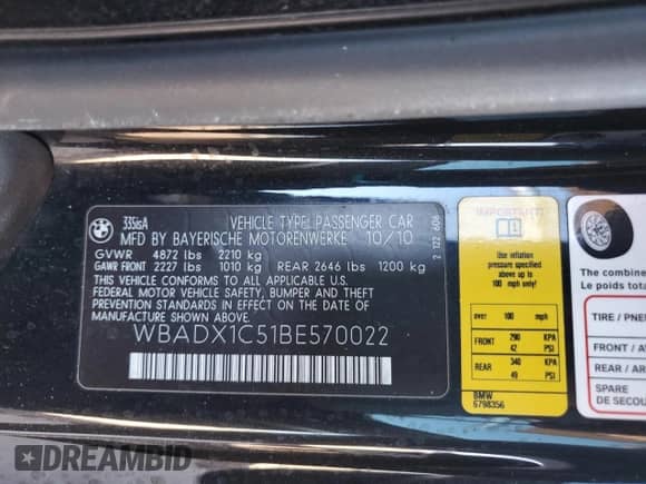 2011 BMW 3 Series 335is с VIN WBADX1C51BE570022, выставлен на аукционе Copart как лот 46740335 с пробегом 72 985 миль миль и Списание • Salvage title. История ставок и продаж доступна на DreamBid. Изображение 14.