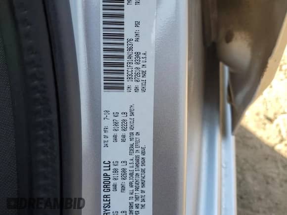 2010 Dodge Avenger Express with VIN 1B3CC1FB1AN196376, listed as a Copart auction lot 90434875 with 100,282 mi miles and Clean title. Bid and sale history available at DreamBid. Image 12.