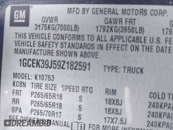 2009 Chevrolet Silverado 1500 LTZ with VIN 1GCEK39J59Z182591, listed as a IAAI auction lot 42030957 with 259,553 mi miles and . Bid and sale history available at DreamBid. Image 9.