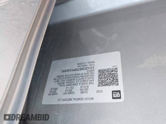 2023 Chevrolet Malibu LT with VIN 1G1ZD5ST0PF242691, listed as a IAAI auction lot 43536149 with 59,437 mi miles and . Bid and sale history available at DreamBid. Image 9.