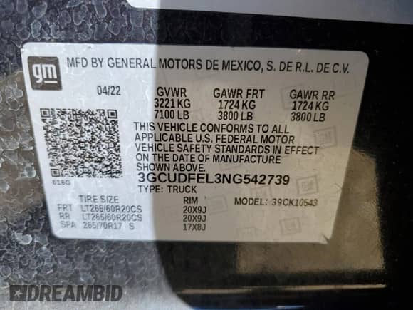 2022 Chevrolet Silverado 1500 LT Trail Boss с VIN 3GCUDFEL3NG542739, выставлен на аукционе Copart как лот 48385185 с пробегом 91 849 миль миль и Чистый • Clean title. История ставок и продаж доступна на DreamBid. Изображение 13.