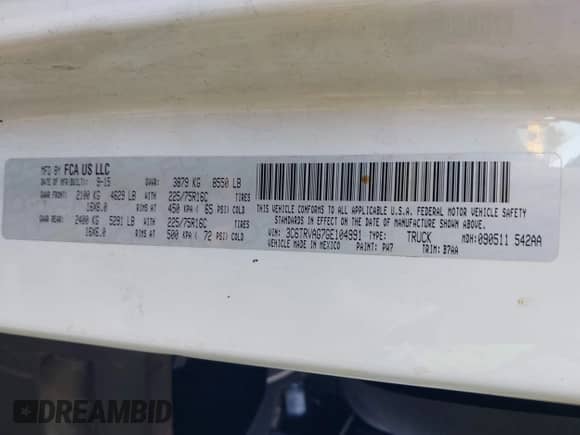 2016 Ram ProMaster Cargo с VIN 3C6TRVAG7GE104991, выставлен на аукционе IAAI как лот 43319160 с пробегом 332 448 миль миль и . История ставок и продаж доступна на DreamBid. Изображение 9.