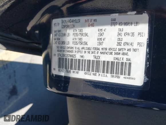 2002 Dodge Dakota Sport z VIN 1B7HL38X12S700825, wystawiony jako IAAI lot #42881583 z przebiegiem 199 484 mil mil oraz . Historia ofert i sprzedaży dostępna na DreamBid. Obrazek 9.