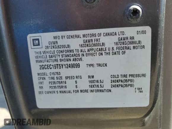 2000 Chevrolet Silverado 1500 LS z VIN 2GCEC19T5Y1249099, wystawiony jako Copart lot #80465655 z przebiegiem 223 354 mil mil oraz Szkoda całkowita • Salvage title. Historia ofert i sprzedaży dostępna na DreamBid. Obrazek 12.