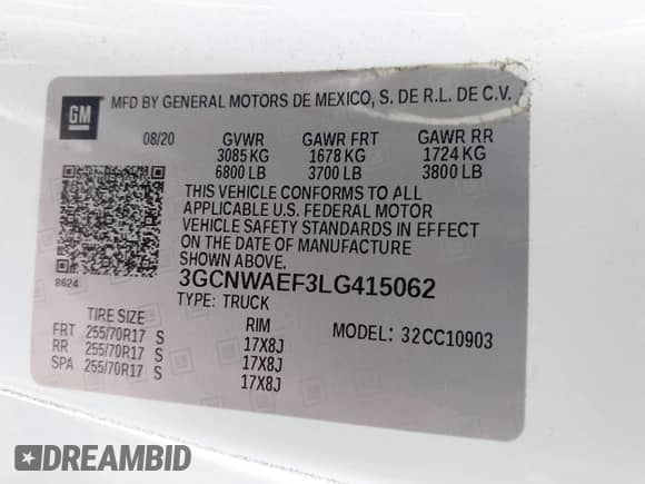 2020 Chevrolet Silverado 1500 Work Truck с VIN 3GCNWAEF3LG415062, выставлен на аукционе IAAI как лот 43084411 с пробегом 64 861 миль миль и . История ставок и продаж доступна на DreamBid. Изображение 9.