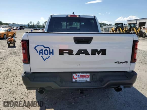 2025 Ram 1500 Warlock with VIN 1C6SRFGP1SN702488, listed as a Copart auction lot 57148285 with 1,183 mi miles and Salvage title. Bid and sale history available at DreamBid. Image 6.