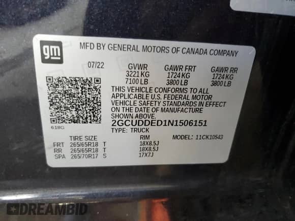 2022 Chevrolet Silverado 1500 LT z VIN 2GCUDDED1N1506151, wystawiony jako Copart lot #66313205 z przebiegiem 37 438 mil mil oraz Szkoda całkowita • Salvage title. Historia ofert i sprzedaży dostępna na DreamBid. Obrazek 12.