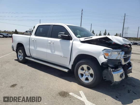 2021 Ram 1500 Big Horn with VIN 1C6RREFM0MN795054, listed as a Copart auction lot 52025724 with 42,201 mi miles and Salvage title. Bid and sale history available at DreamBid. Image 4.