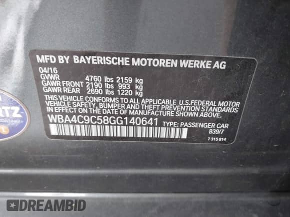 2016 BMW 4 Series 428i xDrive с VIN WBA4C9C58GG140641, выставлен на аукционе IAAI как лот 42660510 с пробегом 194 224 миль миль и . История ставок и продаж доступна на DreamBid. Изображение 9.