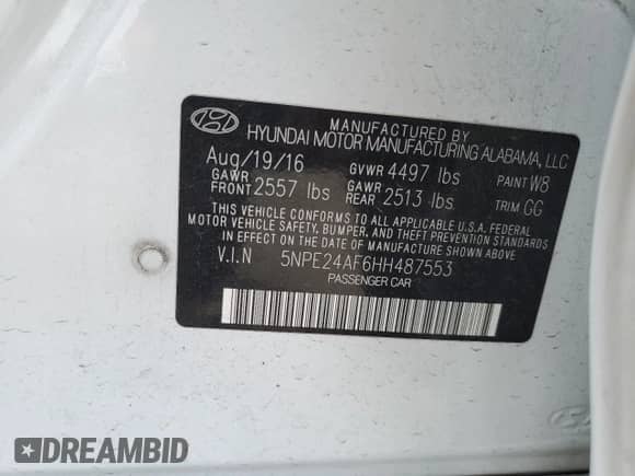 2017 Hyundai Sonata 2.4L z VIN 5NPE24AF6HH487553, wystawiony jako Copart lot #82072085 z przebiegiem 141 504 mil mil oraz Szkoda całkowita • Salvage title. Historia ofert i sprzedaży dostępna na DreamBid. Obrazek 12.