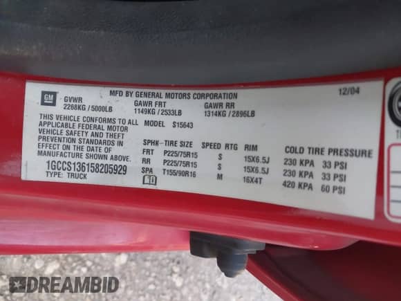 2005 Chevrolet Colorado 1SB LS Z85 z VIN 1GCCS136158205929, wystawiony jako IAAI lot #42776419 z przebiegiem 148 398 mil mil oraz . Historia ofert i sprzedaży dostępna na DreamBid. Obrazek 9.