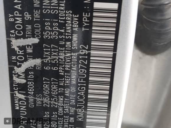 2015 Hyundai Tucson SE z VIN KM8JUCAG1FU972192, wystawiony jako Copart lot #80457985 z przebiegiem 137 808 mil mil oraz Szkoda całkowita • Salvage title. Historia ofert i sprzedaży dostępna na DreamBid. Obrazek 13.