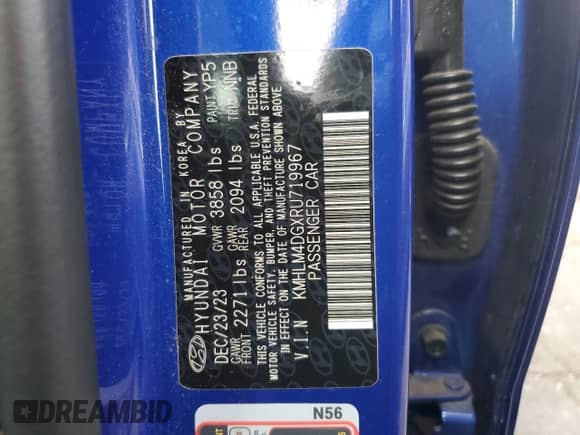 2024 Hyundai Elantra SEL с VIN KMHLM4DGXRU719967, выставлен на аукционе Copart как лот 85144775 с пробегом 9 721 миль миль и Чистый • Clean title. История ставок и продаж доступна на DreamBid. Изображение 12.