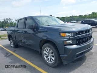 2021 Chevrolet Silverado 1500 Custom with VIN 1GCPWBEK2MZ242597, listed as a IAAI auction lot 42375770 with 46,854 mi miles and . Bid and sale history available at DreamBid. Image 1.