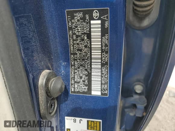 2011 Toyota Prius I z VIN JTDKN3DU3B0312647, wystawiony jako Copart lot #70674915 z przebiegiem 146 527 mil mil oraz Szkoda całkowita • Salvage title. Historia ofert i sprzedaży dostępna na DreamBid. Obrazek 12.