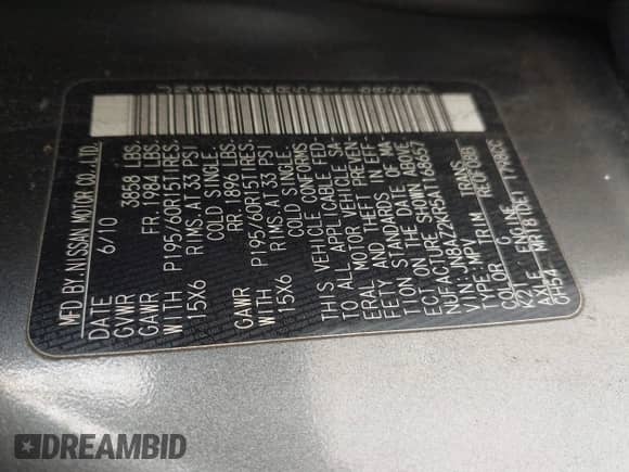 2010 Nissan Cube S Krom Edition с VIN JN8AZ2KR5AT168657, выставлен на аукционе IAAI как лот 43082894 с пробегом 117 956 миль миль и . История ставок и продаж доступна на DreamBid. Изображение 9.