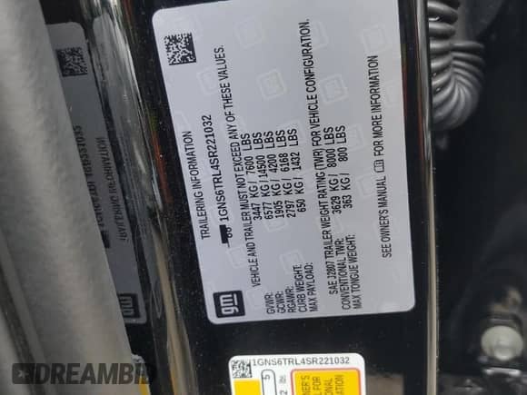 2025 Chevrolet Tahoe High Country с VIN 1GNS6TRL4SR221032, выставлен на аукционе Copart как лот 64625125 с пробегом 5 265 миль миль и Списание • Salvage title. История ставок и продаж доступна на DreamBid. Изображение 13.