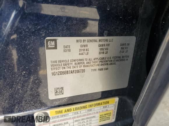 2010 Chevrolet Malibu 2LT с VIN 1G1ZD5EB7AF206720, выставлен на аукционе Copart как лот 62131885 с пробегом 218 364 миль миль и Списание • Salvage title. История ставок и продаж доступна на DreamBid. Изображение 12.