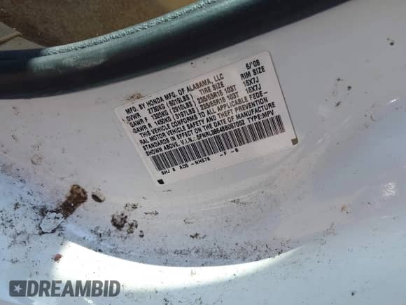 2008 Honda Odyssey EX-L с VIN 5FNRL38648B087052, выставлен на аукционе IAAI как лот 43024465 с пробегом 179 076 миль миль и . История ставок и продаж доступна на DreamBid. Изображение 9.