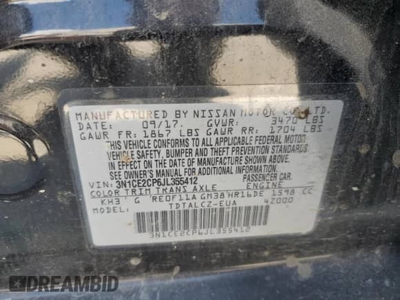 2018 Nissan Note S z VIN 3N1CE2CP6JL355412, wystawiony jako Copart lot #68363675 z przebiegiem 70 679 mil mil oraz Szkoda całkowita • Salvage title. Historia ofert i sprzedaży dostępna na DreamBid. Obrazek 12.