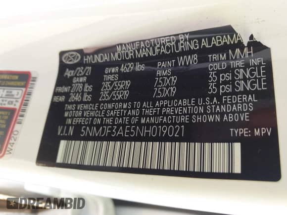 2022 Hyundai Tucson SEL с VIN 5NMJF3AE5NH019021, выставлен на аукционе IAAI как лот 43359022 с пробегом 31 552 миль миль и . История ставок и продаж доступна на DreamBid. Изображение 9.