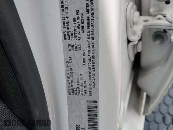 2022 Ram 1500 Big Horn с VIN 1C6RREFG2NN227853, выставлен на аукционе Copart как лот 54962724 с пробегом 61 605 миль миль и Списание • Salvage title. История ставок и продаж доступна на DreamBid. Изображение 14.