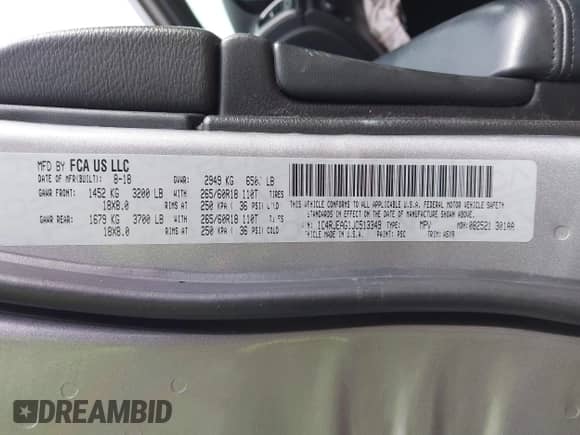 2018 Jeep Grand Cherokee Altitude с VIN 1C4RJEAG1JC513349, выставлен на аукционе IAAI как лот 41408487 с пробегом 172 216 миль миль и . История ставок и продаж доступна на DreamBid. Изображение 9.