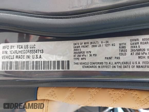 2024 Jeep Grand Cherokee Summit Reserve с VIN 1C4RJHEG0R8554713, выставлен на аукционе IAAI как лот 42999120 с пробегом 10 820 миль миль и . История ставок и продаж доступна на DreamBid. Изображение 9.