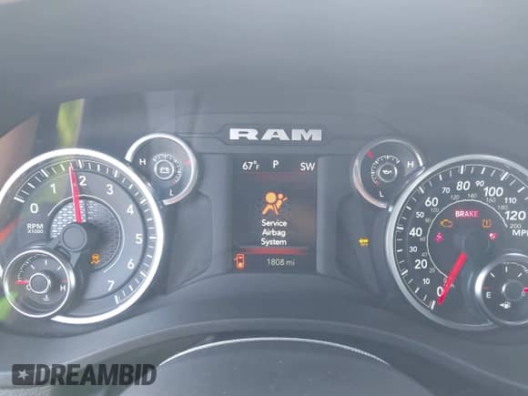 2025 Ram 1500 Big Horn with VIN 1C6RRFFG9SN509893, listed as a IAAI auction lot 41817619 with 1,808 mi miles and . Bid and sale history available at DreamBid. Image 7.