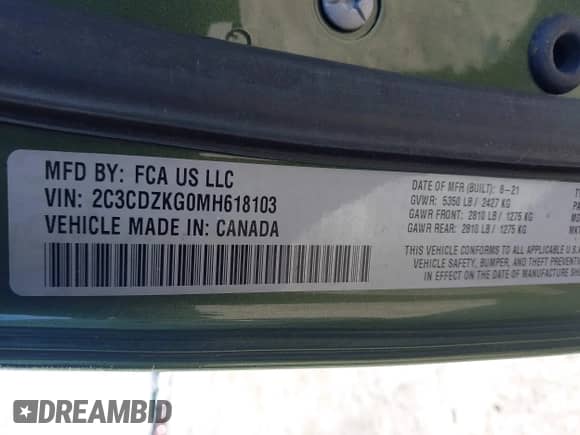 2021 Dodge Challenger GT с VIN 2C3CDZKG0MH618103, выставлен на аукционе IAAI как лот 41936556 с пробегом 38 410 миль миль и . История ставок и продаж доступна на DreamBid. Изображение 9.