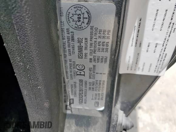 2011 Chevrolet Colorado 1LT with VIN 1GCESCFE2B8130399, listed as a Copart auction lot 57232575 with 133,187 mi miles and Clean title. Bid and sale history available at DreamBid. Image 12.