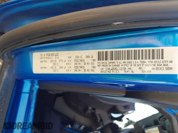 2016 Jeep Wrangler Sahara with VIN 1C4AJWBG9GL112139, listed as a IAAI auction lot 40286816 with 54,568 mi miles and . Bid and sale history available at DreamBid. Image 9.