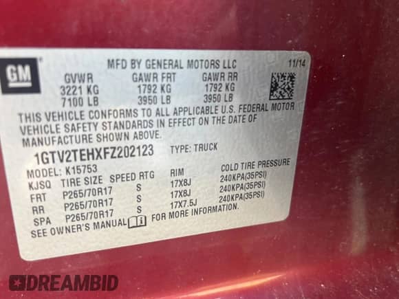 2015 GMC Sierra 1500 with VIN 1GTV2TEHXFZ202123, listed as a Copart auction lot 81213575 with 162,290 mi miles and Clean title. Bid and sale history available at DreamBid. Image 10.
