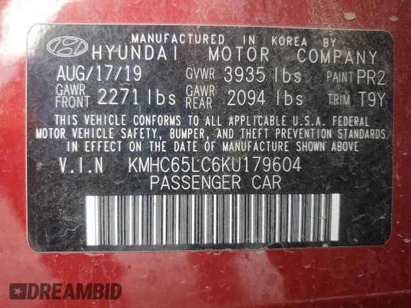 2019 Hyundai Ioniq Blue с VIN KMHC65LC6KU179604, выставлен на аукционе Copart как лот 80121275 с пробегом 136 625 миль миль и Чистый • Clean title. История ставок и продаж доступна на DreamBid. Изображение 12.