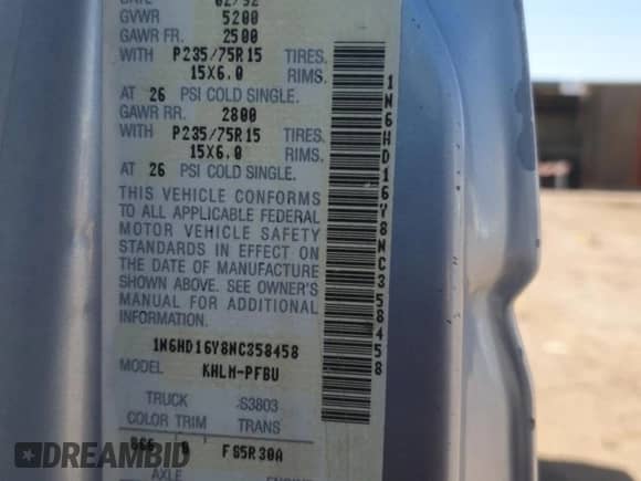 1992 Nissan Frontier SE с VIN 1N6HD16Y8NC358458, выставлен на аукционе Copart как лот 62064905 с пробегом 226 678 миль миль и Чистый • Clean title. История ставок и продаж доступна на DreamBid. Изображение 12.