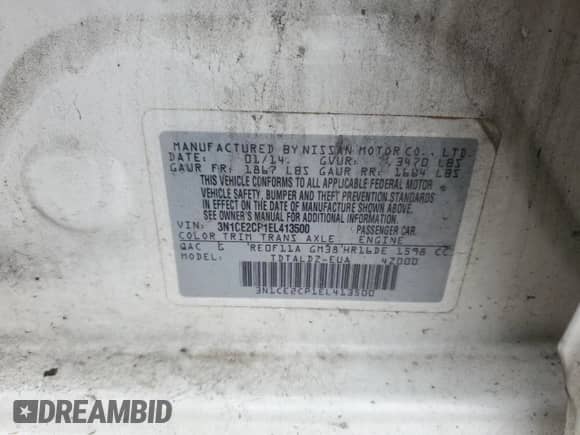 2014 Nissan Note SV with VIN 3N1CE2CP1EL413500, listed as a Copart auction lot 81679425 with 145,607 mi miles and Salvage title. Bid and sale history available at DreamBid. Image 13.