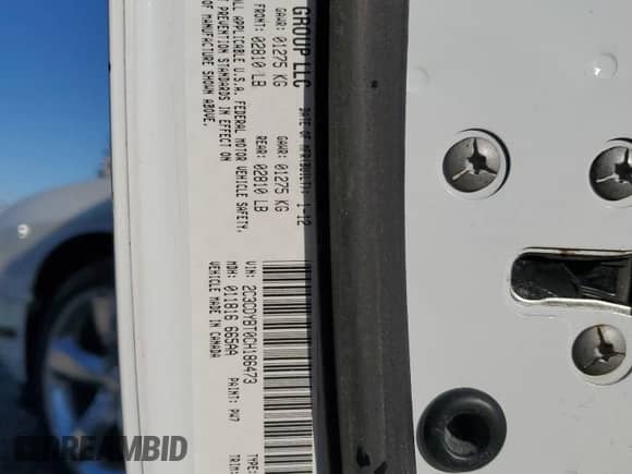 2012 Dodge Challenger R/T Plus with VIN 2C3CDYBT0CH186473, listed as a Copart auction lot 81564155 with Not provided miles and Salvage title. Bid and sale history available at DreamBid. Image 12.