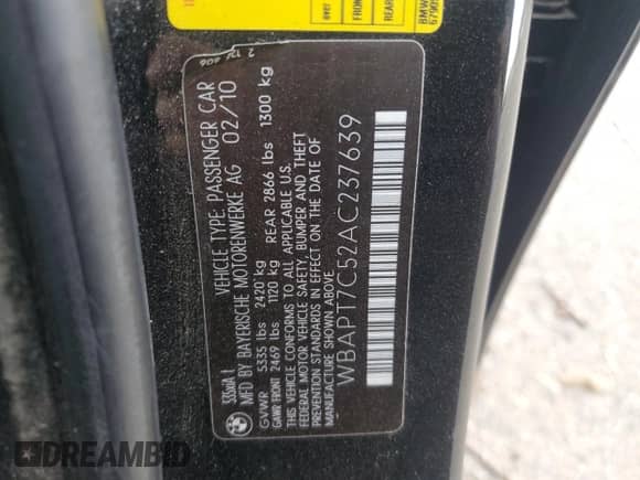 2010 BMW 5 Series 535i xDrive с VIN WBAPT7C52AC237639, выставлен на аукционе Copart как лот 79344594 с пробегом 133 967 миль миль и Списание • Salvage title. История ставок и продаж доступна на DreamBid. Изображение 12.