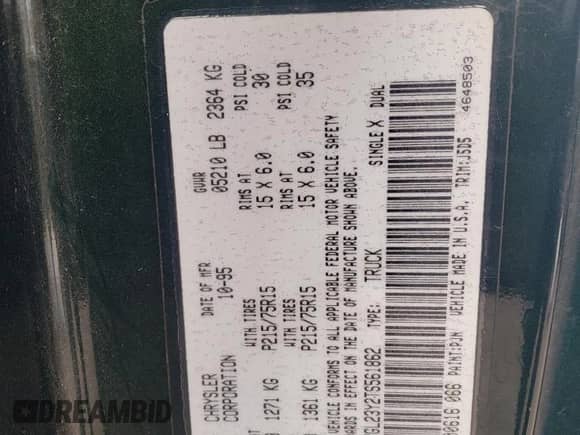 1996 Dodge Dakota z VIN 1B7GL23Y2TS561862, wystawiony jako Copart lot #72455804 z przebiegiem 110 601 mil mil oraz Szkoda całkowita • Salvage title. Historia ofert i sprzedaży dostępna na DreamBid. Obrazek 14.