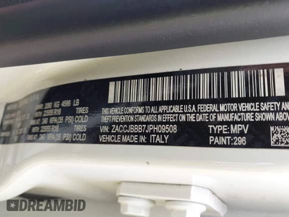2018 Jeep Renegade Latitude z VIN ZACCJBBB7JPH09508, wystawiony jako IAAI lot #42896543 z przebiegiem 123 776 mil mil oraz . Historia ofert i sprzedaży dostępna na DreamBid. Obrazek 9.