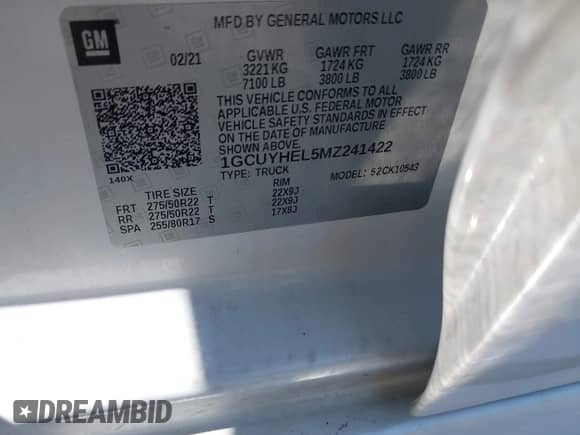 2021 Chevrolet Silverado 1500 High Country с VIN 1GCUYHEL5MZ241422, выставлен на аукционе IAAI как лот 43088986 с пробегом 105 138 миль миль и . История ставок и продаж доступна на DreamBid. Изображение 9.