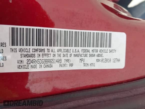 2011 Dodge Grand Caravan Crew with VIN 2D4RN5DG9BR651409, listed as a IAAI auction lot 43460225 with 181,471 mi miles and . Bid and sale history available at DreamBid. Image 9.