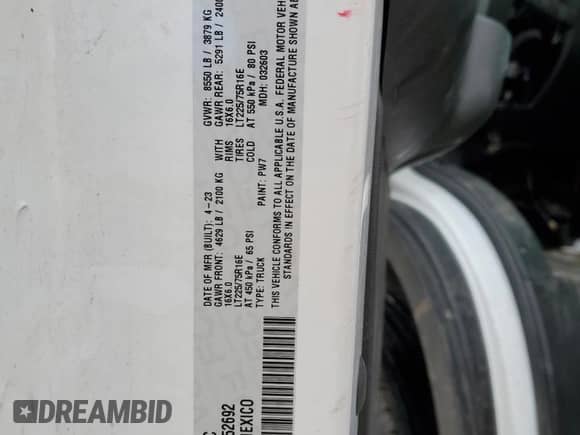2023 Ram ProMaster Cargo z VIN 3C6LRVBG3PE552692, wystawiony jako Copart lot #49185205 z przebiegiem 17 952 mil mil oraz Szkoda całkowita • Salvage title. Historia ofert i sprzedaży dostępna na DreamBid. Obrazek 12.