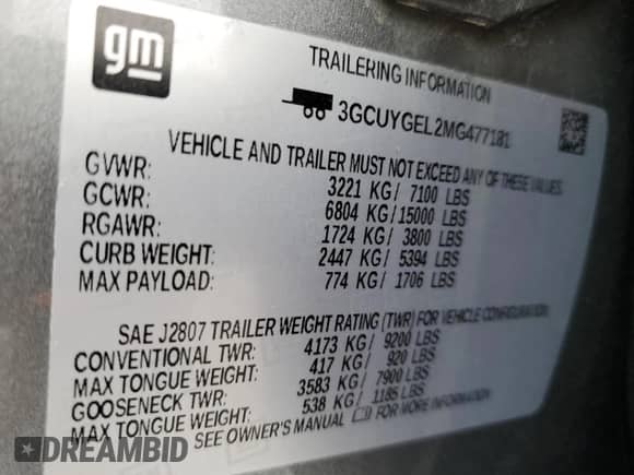 2021 Chevrolet Silverado 1500 LTZ с VIN 3GCUYGEL2MG477181, выставлен на аукционе Copart как лот 57111345 с пробегом 67 234 миль миль и Списание • Salvage title. История ставок и продаж доступна на DreamBid. Изображение 12.