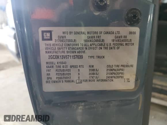 2007 Chevrolet Silverado 1500 LS с VIN 2GCEK13V671157639, выставлен на аукционе Copart как лот 58039485 с пробегом 200 051 миль миль и Списание • Salvage title. История ставок и продаж доступна на DreamBid. Изображение 12.