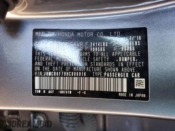 2017 Honda Accord Touring z VIN JHMCR6F79HC006916, wystawiony jako Copart lot #82732195 z przebiegiem 116 272 mil mil oraz Szkoda całkowita • Salvage title. Historia ofert i sprzedaży dostępna na DreamBid. Obrazek 12.